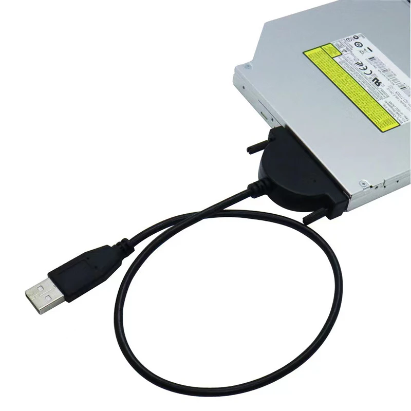 USB 2.0 To SATA 7+6 PIN Cable Adapter CD/DVD-ROM Drive Cord Optical Driver Adapter Data Transfer Cable for PC Laptop Notebook