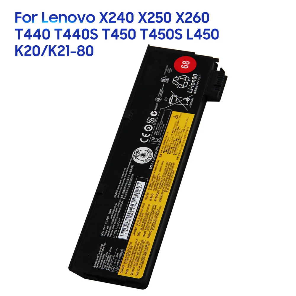 6cell 48Wh Original Replacement Battery For Lenovo ThinkPad S440 S540 X240 K20-80 L450 L460 W550s X260 X270 45N1124 45N1134 24Wh