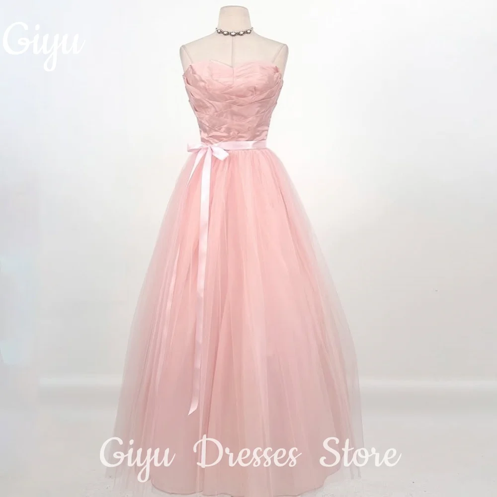 

Giyu New Princess Baby Pink Evening Dresses Bow A-Line Girls Prom Dresses Customized Party Dresses Tulle Korea Photoshoot 2025