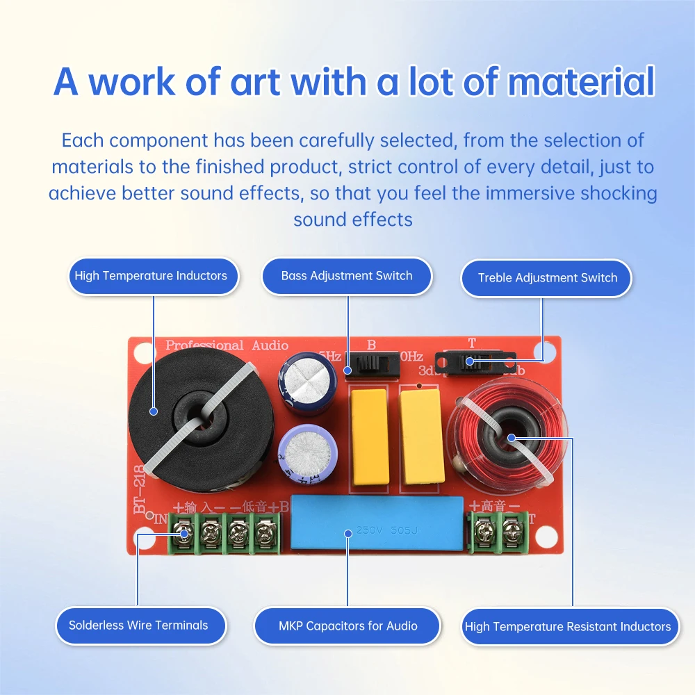 150W HiFi Bookshelf Speaker Crossover Adjustable 2-Way High Low Frequency Divider Filter For DIY Speaker Modification