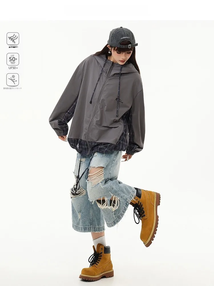 

Free Center UPF50 Sun Protection Clothing Breathable Qui Dry Cool Feeling UV Protection Outdoor Travel Hooded Jaet Women