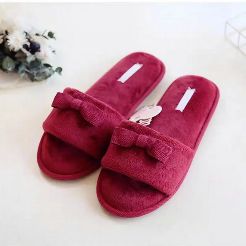 Spring Autumn Home Bow Slippers Office Wedding Shoes Cute Female Indoor Bow Slippers Female Women Girls Shoes