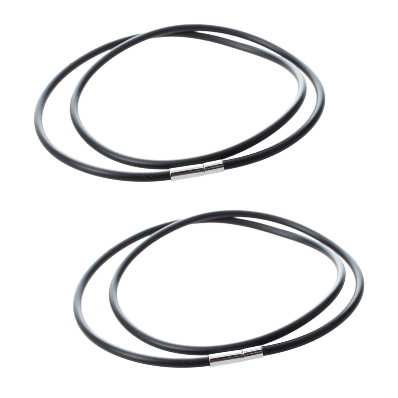B24B 2X 3Mm Colar de cordão de borracha preta com fecho de aço inoxidável - 22 polegadas