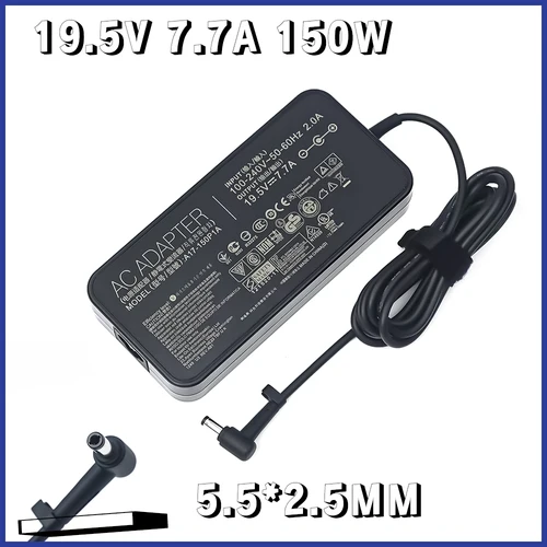 Imagen 1 del producto Cargador para ordenador portátil Asus TUF Gaming, adaptador de CA de 19,5 V, 7,7a, A17-150P1A, 5,5x2,5mm, FX504, ROG, G73GX, GL503G, G72GX, G53J, G75VX, G75VW