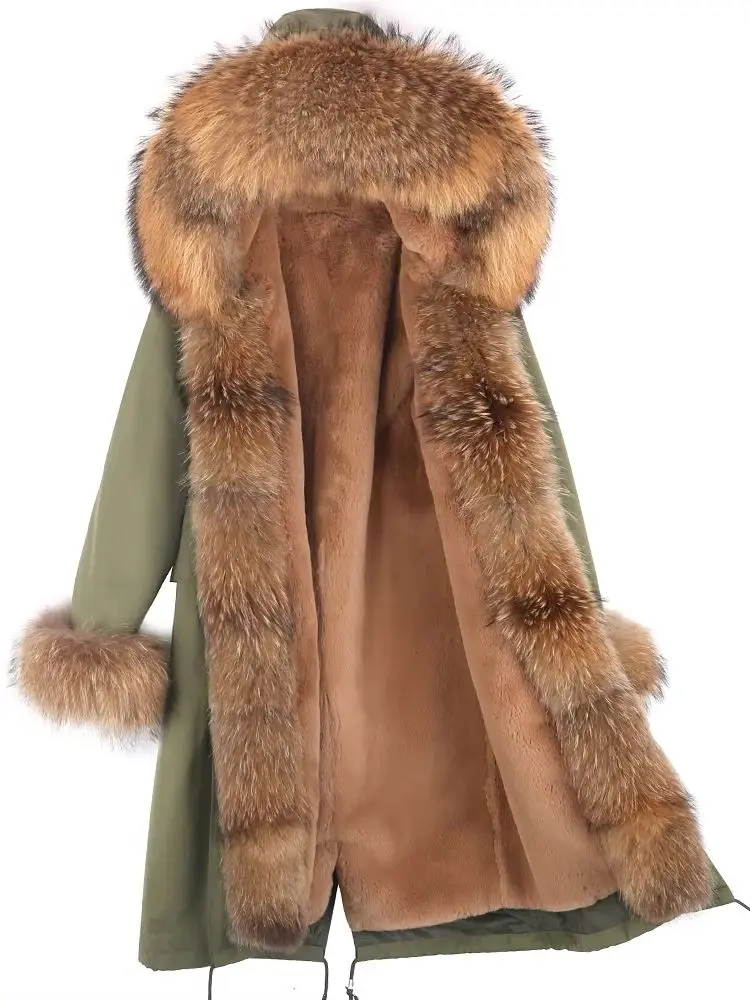 Men's Casual Real Raccoon Fur Hooded Coat Warm Faux Fur Lined Parka Short Winter Jacket
