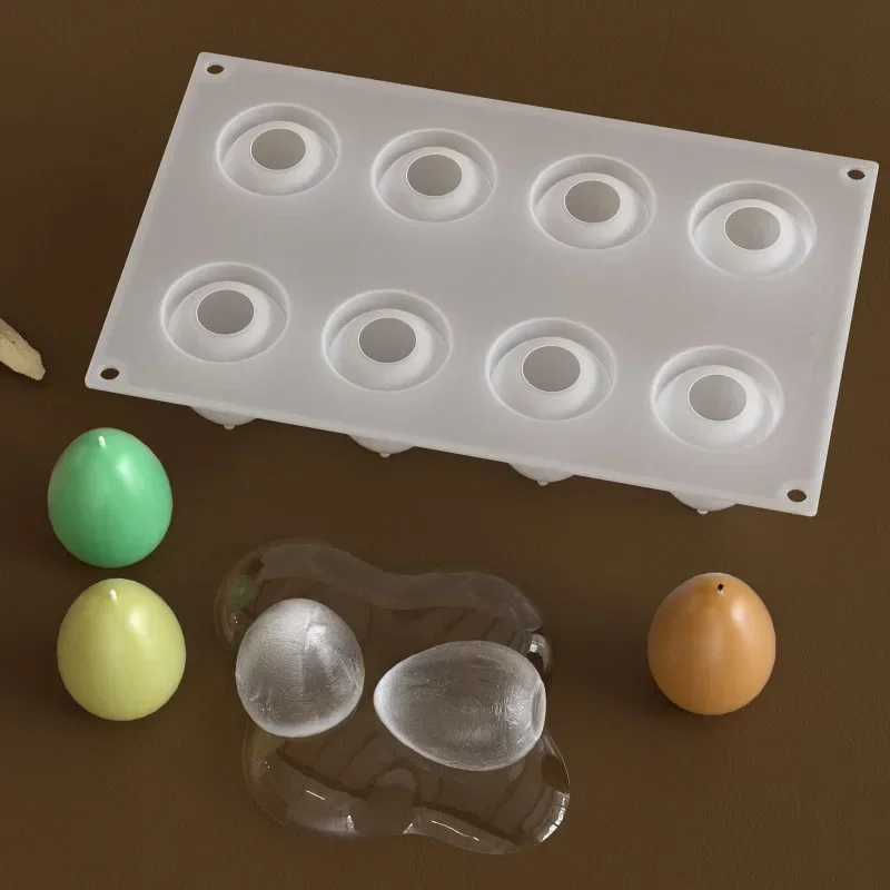 

2026 Latest Models Egg Candle Silicone Mold 8 Grids DIY Mousse Chocolate Cake Baking Tool Easter Simulation Resin Plaster Craft