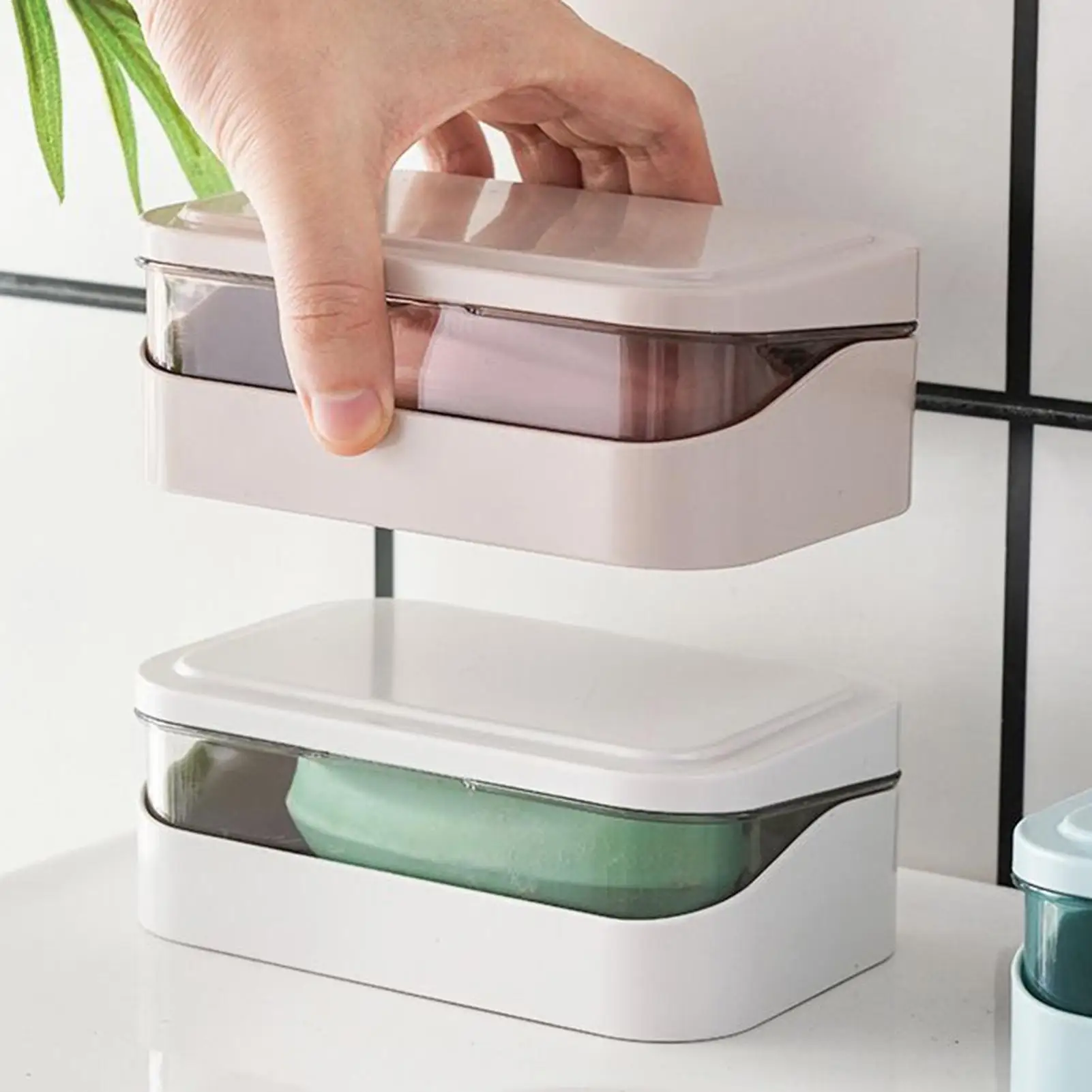 Transparent Soap Case Simple Flap Drainage Box Bathroom Toilet Waterproof Soap Storage Box Dormitory Home Travel Large Soap Dish