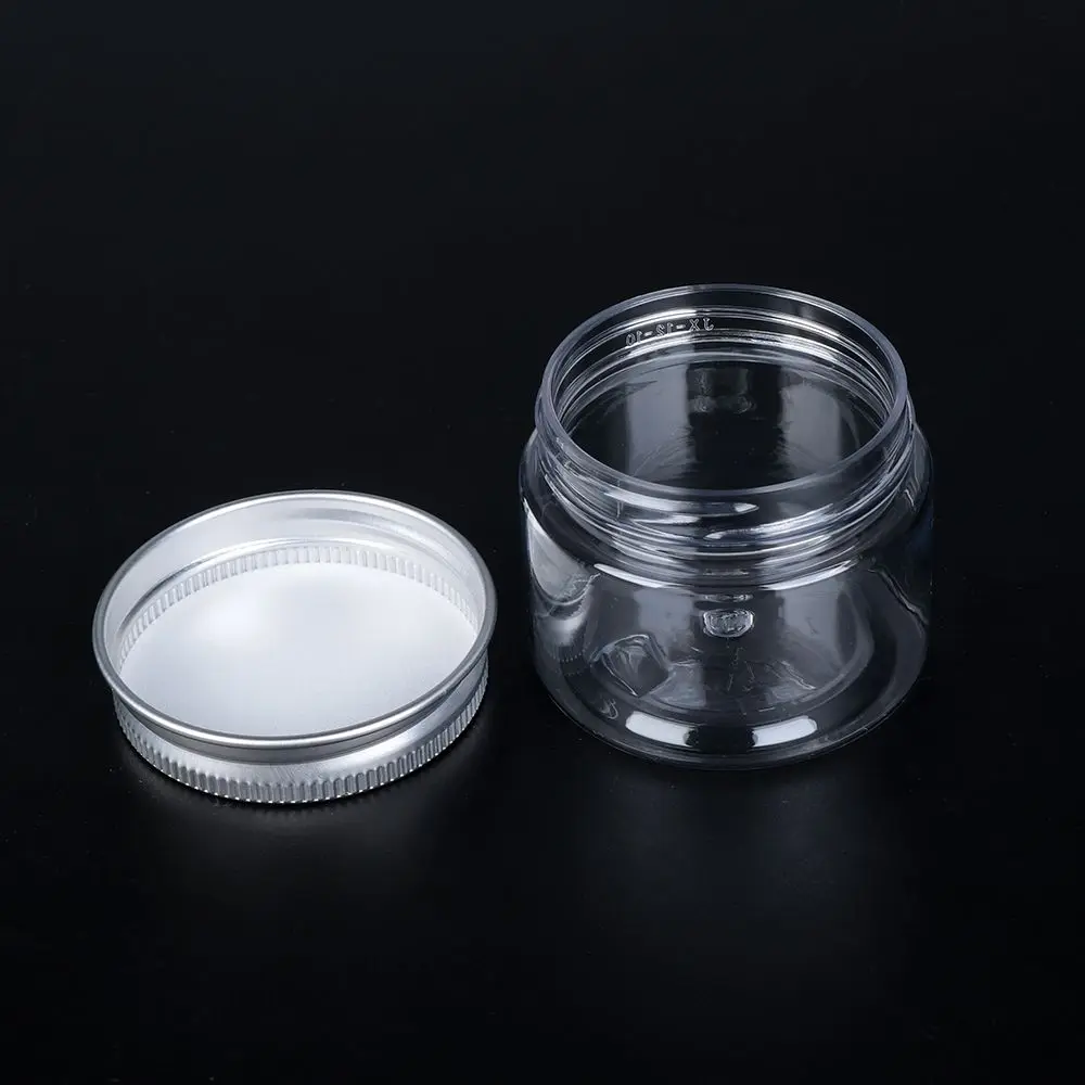Botella vacía de plástico transparente con tapa de aluminio, tarro de bálsamo labial, tarro de cera de aceite, contenedor de almacenamiento para el hogar, 30-250ml
