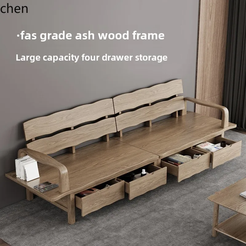 

all solid wood winter and summer sofa modern simple ash wood storage sofa with drawers