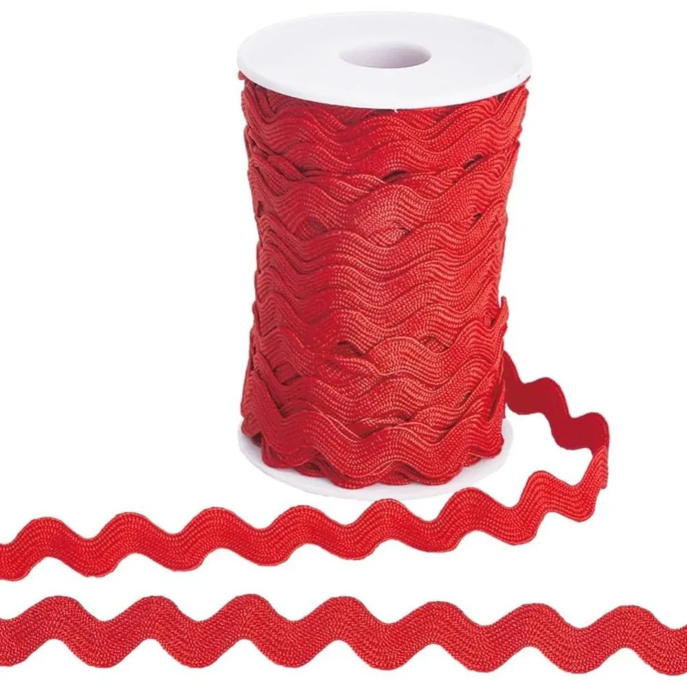 1 Roll 25 Yards RIC Rac Trim Ribbon 0.4 inch/10mm Rick Rack Wave Sewing Bending Fringe Trim Woven Fabric for Sewing Flower