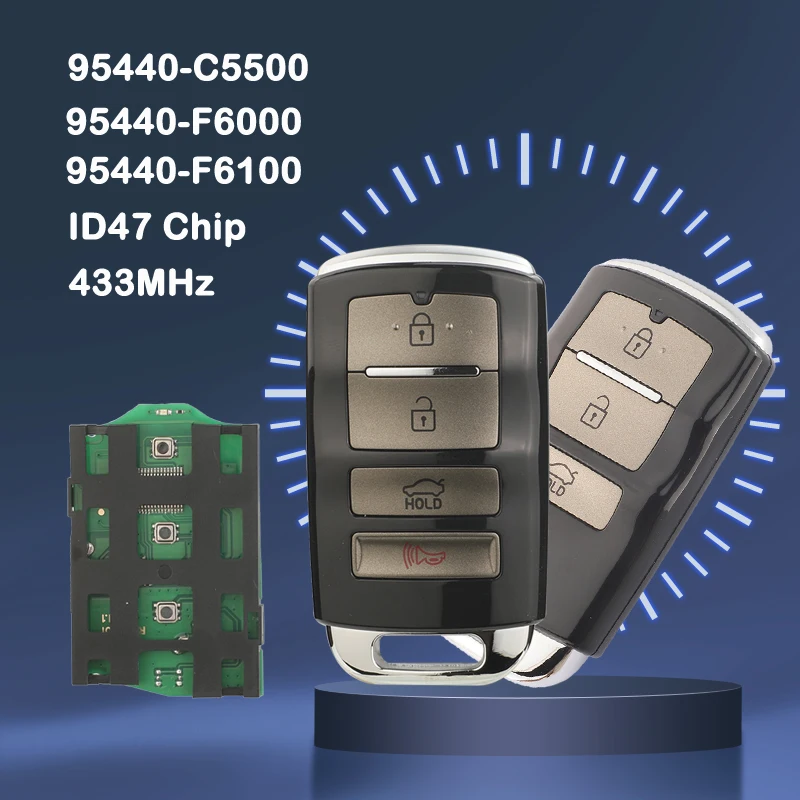 

jingyuqin Remote 95440-C5500 433MHz ID47 Chip Keyless Go Fob Car Key For KIA Cadenza 2016-2019 95440-F6000 95440-F6100