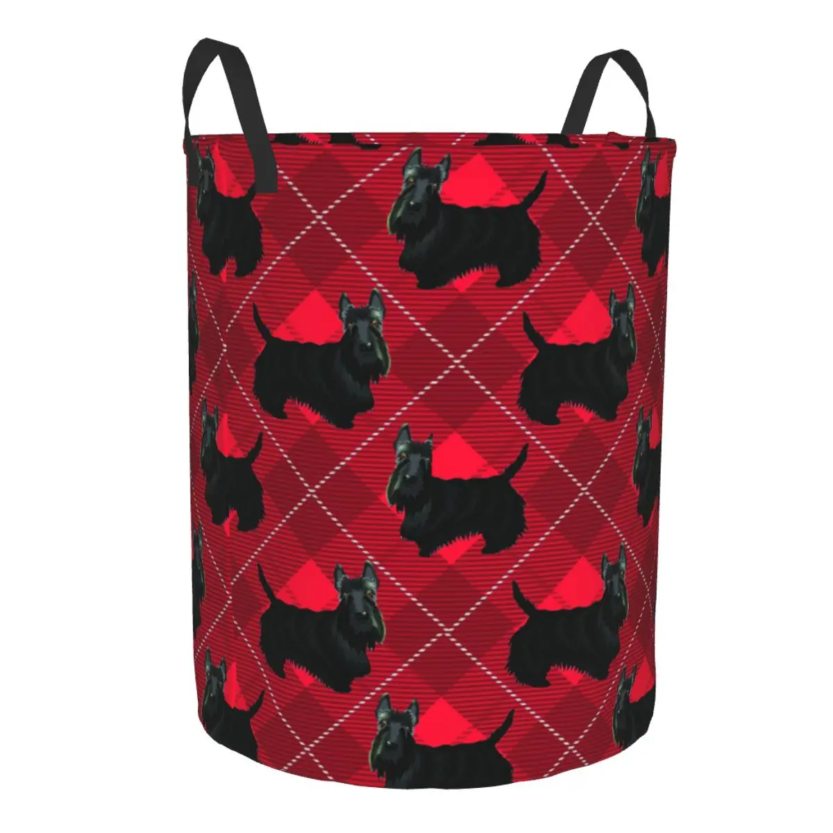 Luxury Scottish Terrier Plaid Tartan Laundry Basket Collapsible Scottie Dog Clothes Hamper for Baby Kids Toys Storage Bag