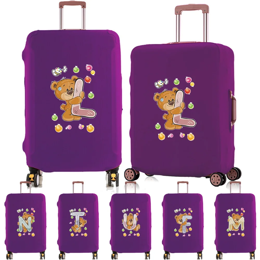 

Suitcase Cover Luggage Protective Cover Bear Initials Print Design Travel Elastic Dust Cases for 18-28 Inches Travel Accessories