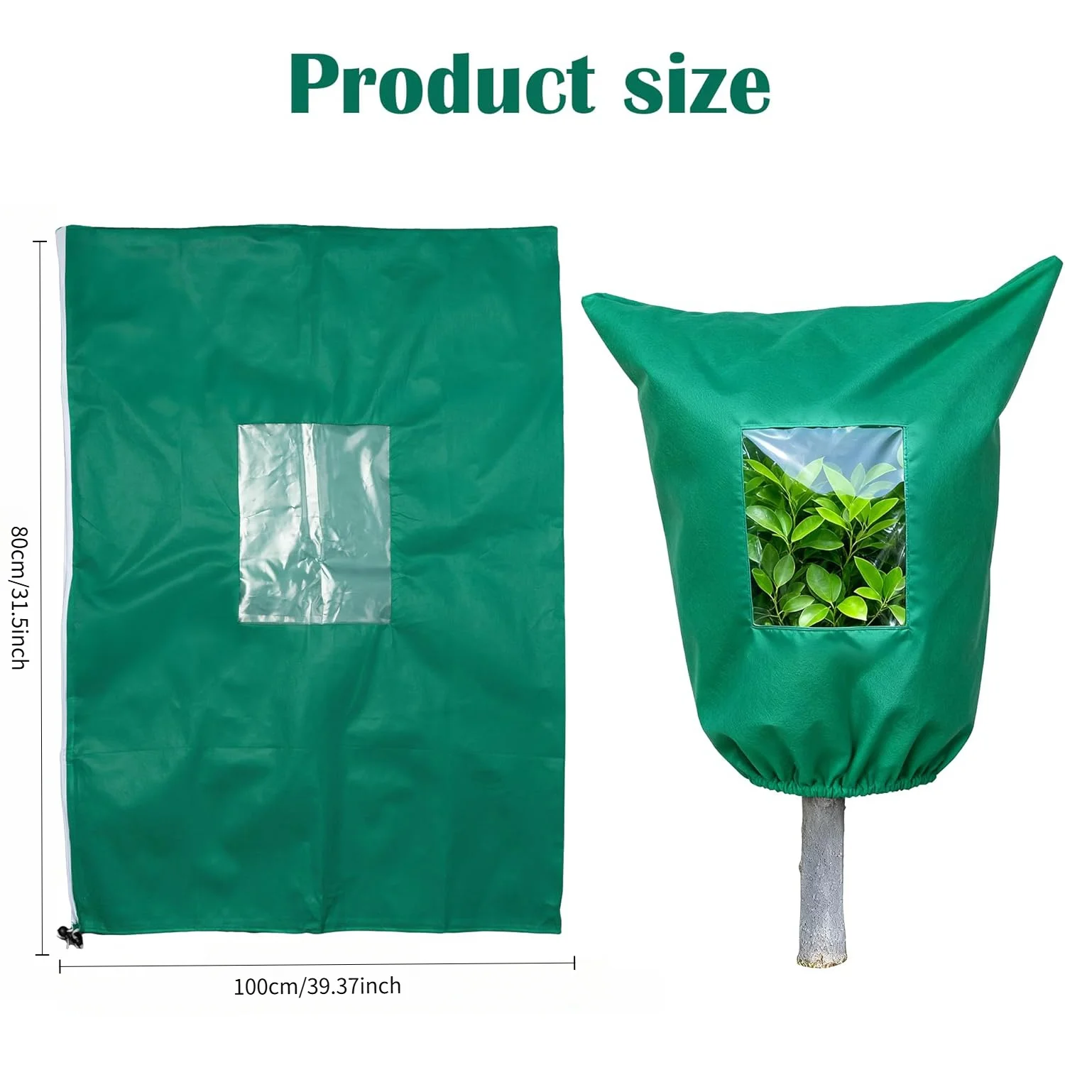 1PC Winter Anti-Frost Plant Protection Bag Nonwoven Tree Cover With View Window & Drawstring Design Cold Resistant Warm Cover