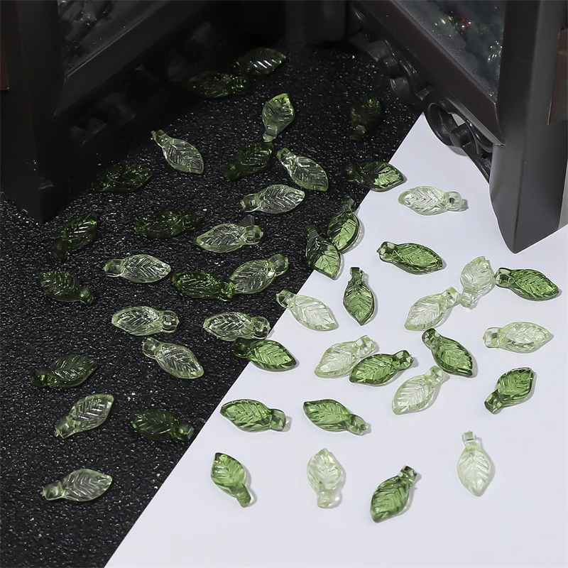 10/50Pcs Green Acrylic Leaf Decorative Beads DIY Jewelry Making Supplies For Necklaces Bracelets Earrings Handmade Crafts image 2