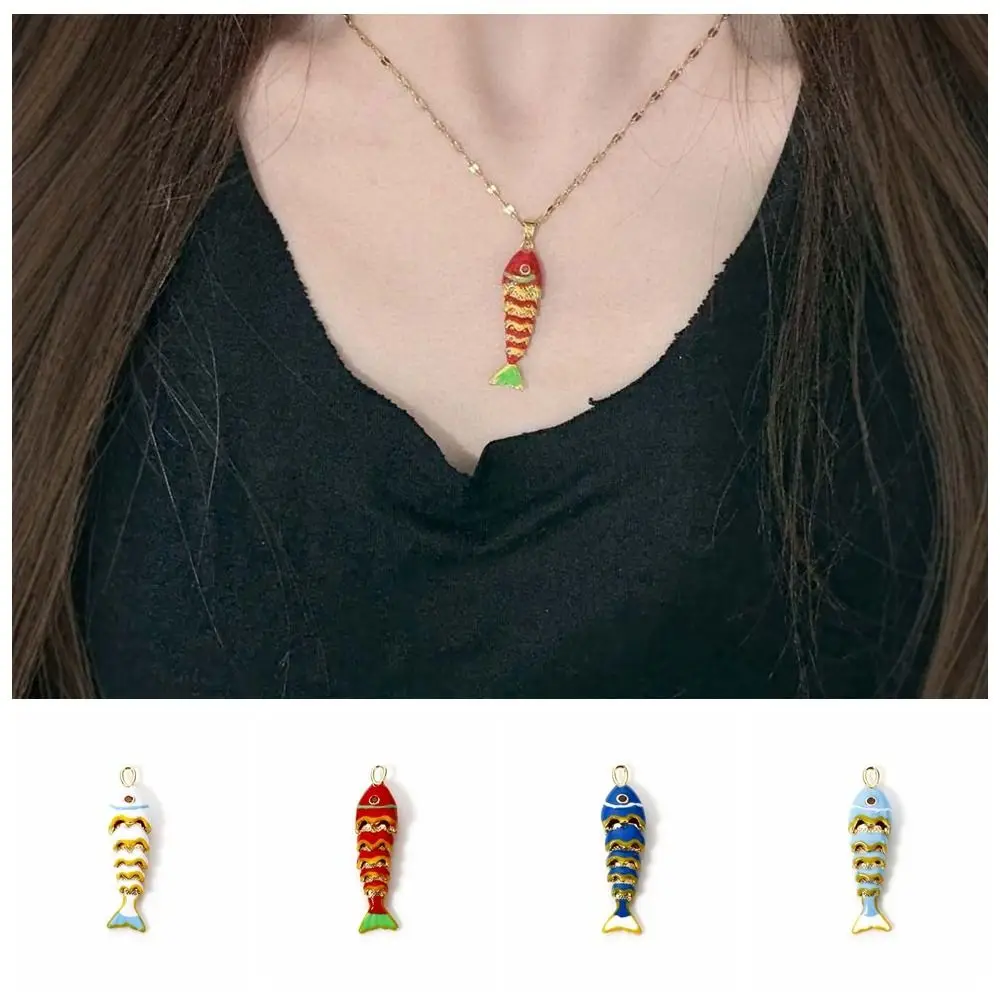 Carp Plated Enamel Fish Charms 3D Jewelry Accessories Movable Mini Metal Fish DIY Pendants Waterproof Brass Colorful Small Koi view 5