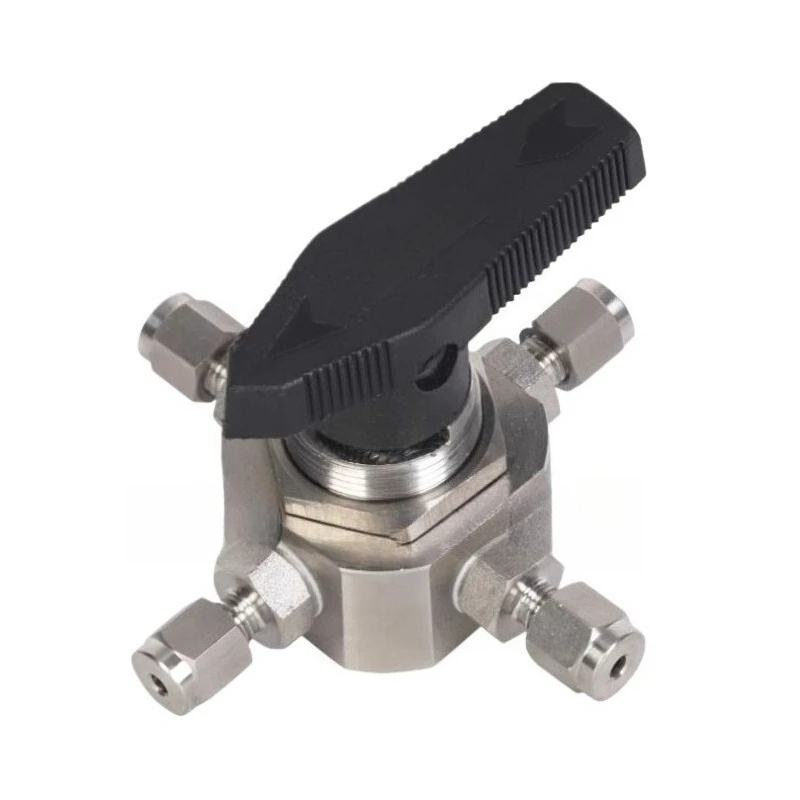 For 304 Stainless Steel Ferrule Five-way Ball Valve Four-position One-way Switching Valve