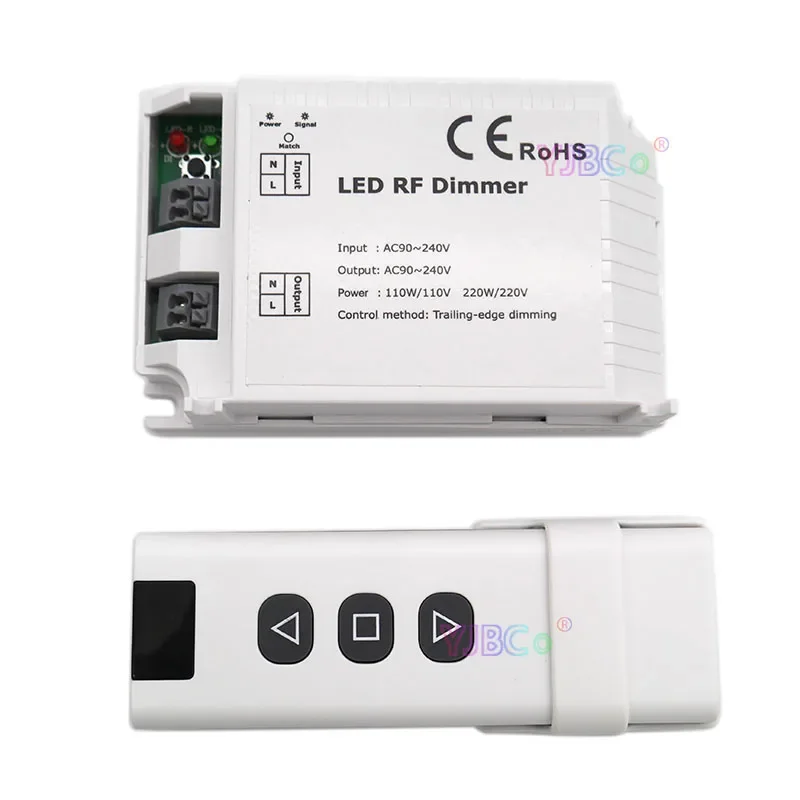 DM014 AC90-240V 220V High Voltage LED Brightness RF Dimmer Wireless 3keys Remote Controller Trailing Edge Dimming for Light Bulb