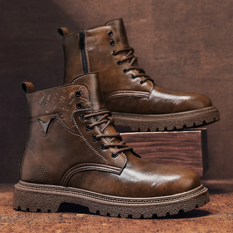 Height Increasing 6cm Invisible Men Boots Leather Outdoor Shoes Warm Non-Slip Comfortable High Elevator Ankle Boots Winter 2026