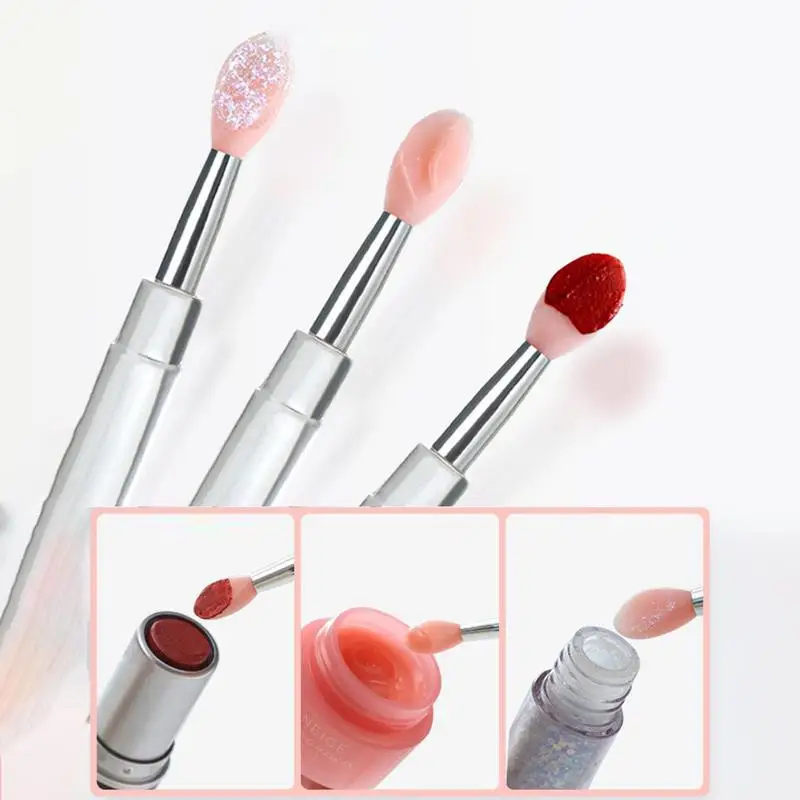 3 pçs/set silicone lábio escova varinhas aplicador de bálsamo labial batom lipgloss pincéis de maquiagem aplicador kits de ferramentas de beleza