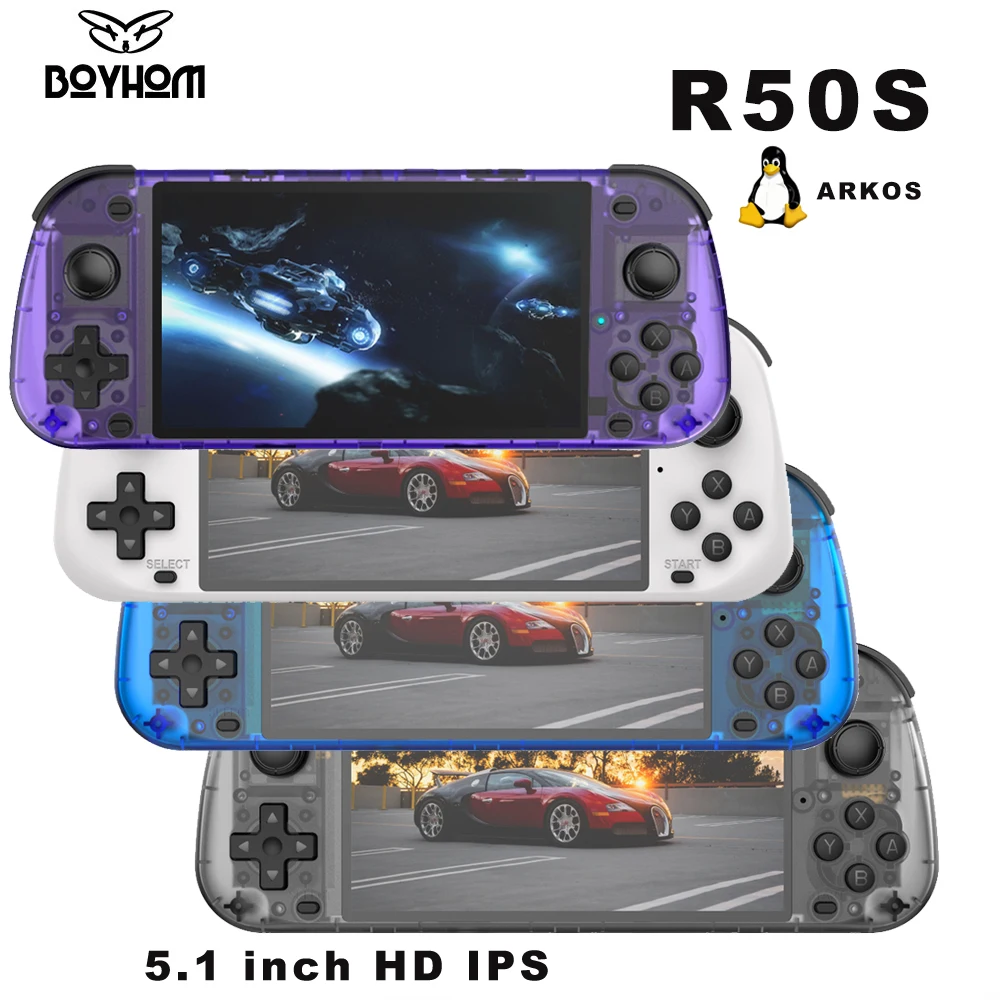ARKOS R50S rétro Console de jeu vidéo Portable système Linux 5.1 pouces écran IPS lecteur vidéo de poche Portable 64G 128GB R36S Ultra