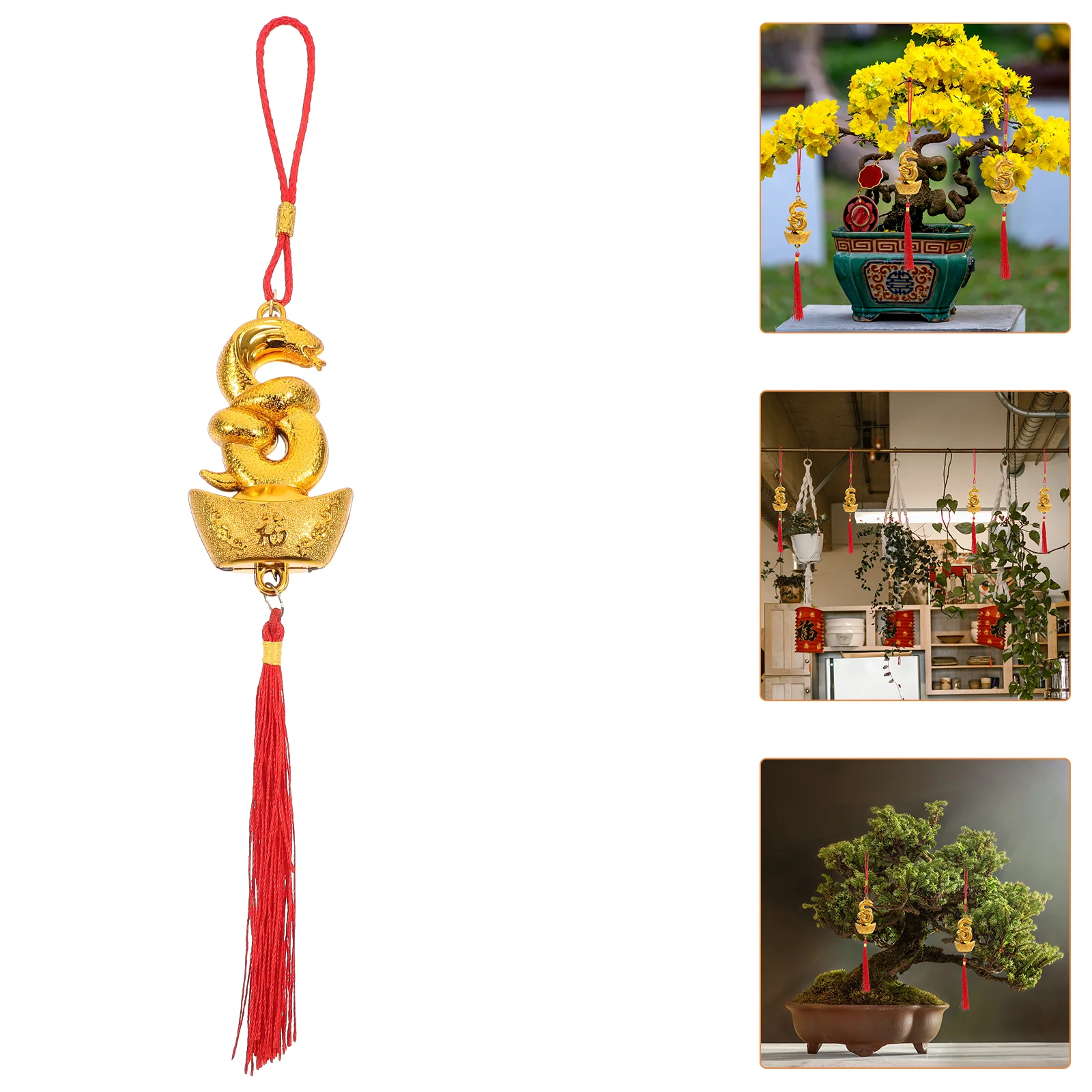 6 pçs ano da cobra pingente decorativo pendurado ornamentos planta decorações envelope borla novos anos de plástico