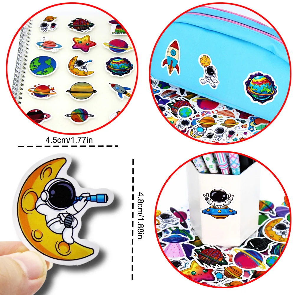 10/100Pcs Cute Stickers Pack Kawaii Space Planet Aesthetic Stationery Supplies Office School Scrapbooking Supplies Korean Paper