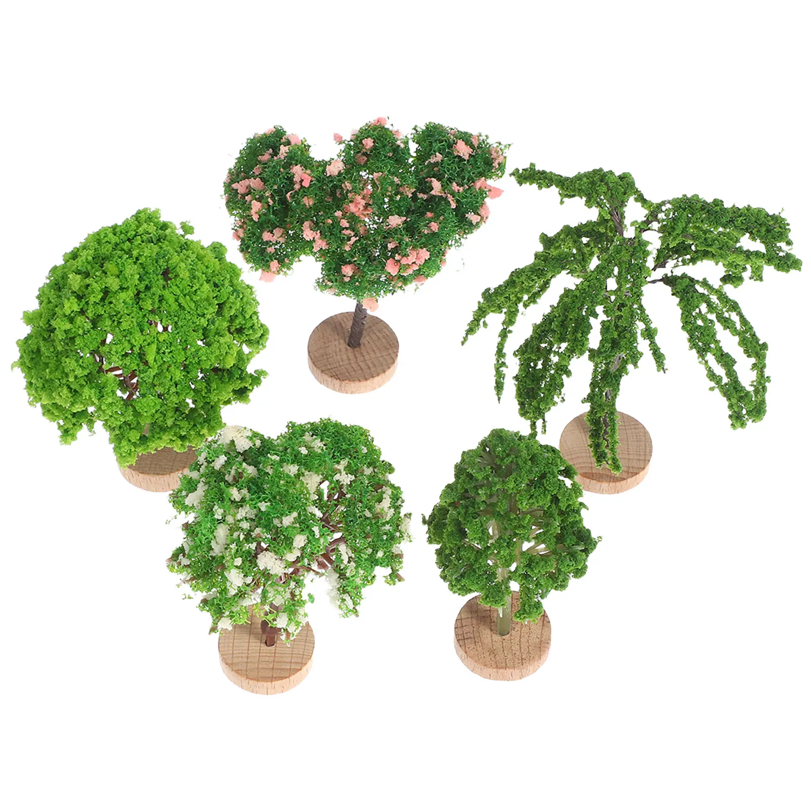 

5pcs Mini Plastic Trees For Diorama Train Scenery Diy Landscape Decor Realistic Small Decor Desktop Fake Tree Landscape