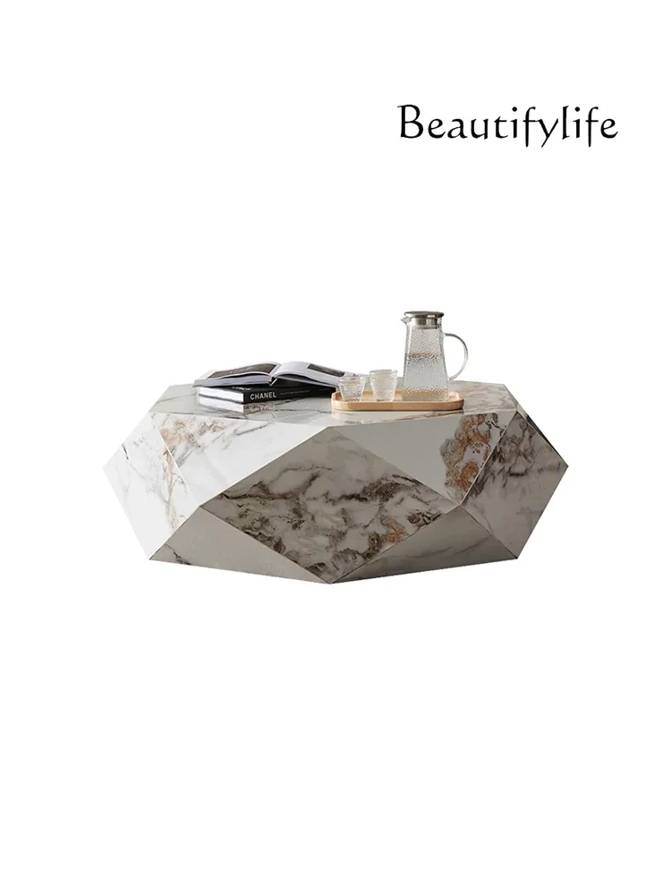 

Italian Affordable Luxury Style Coffee Table Villa Modern Minimalist High Sense Creative Strange Shape Stone Plate Coffee Table