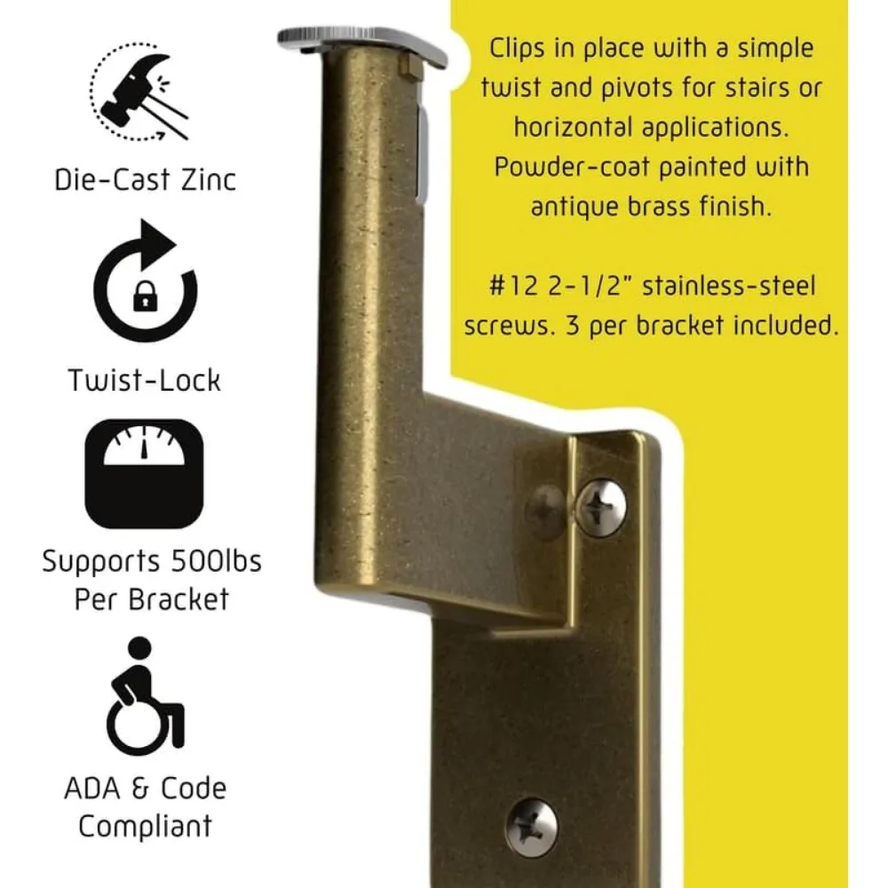 7ft ADA Handrail Kit - Walnut - Complete Indoor Handrail for Stairs - 1.6" Round Genuine Wood Wrapped Aluminum Core Railing