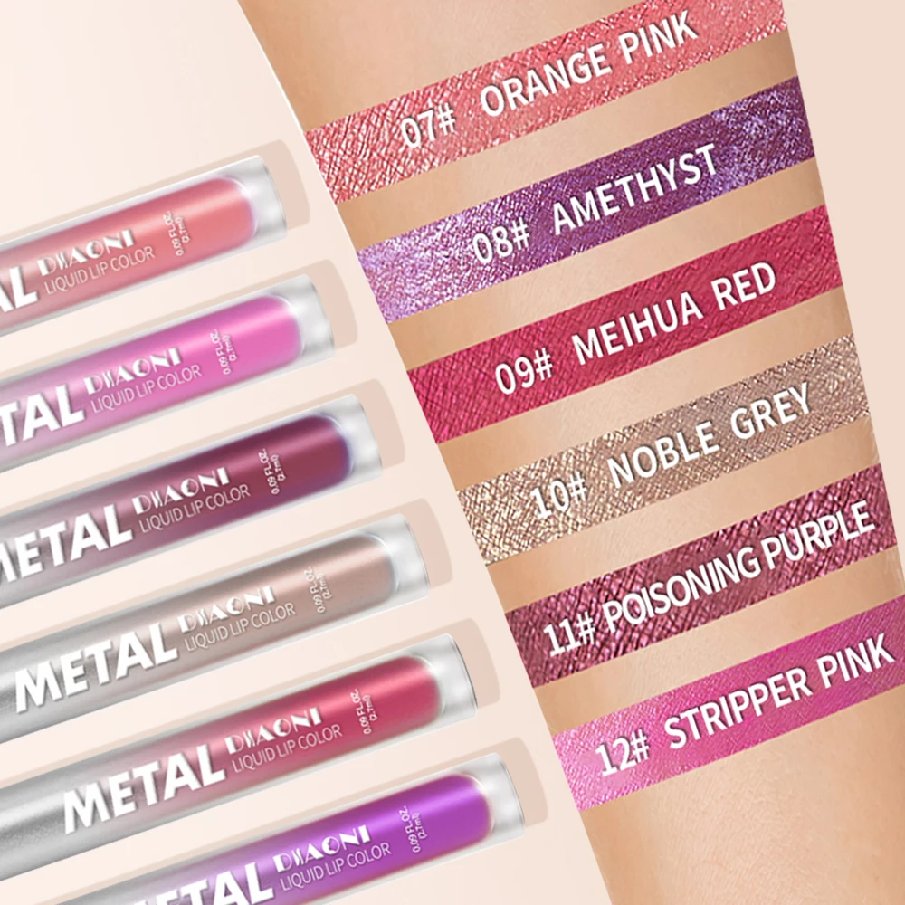 Glitter Lipsticks Matte Diamond Glitter Sparkly Lip Gloss Long Lasting Lipstick Metallic Shimmer Sparkle Lipgloss Makeup 12Color