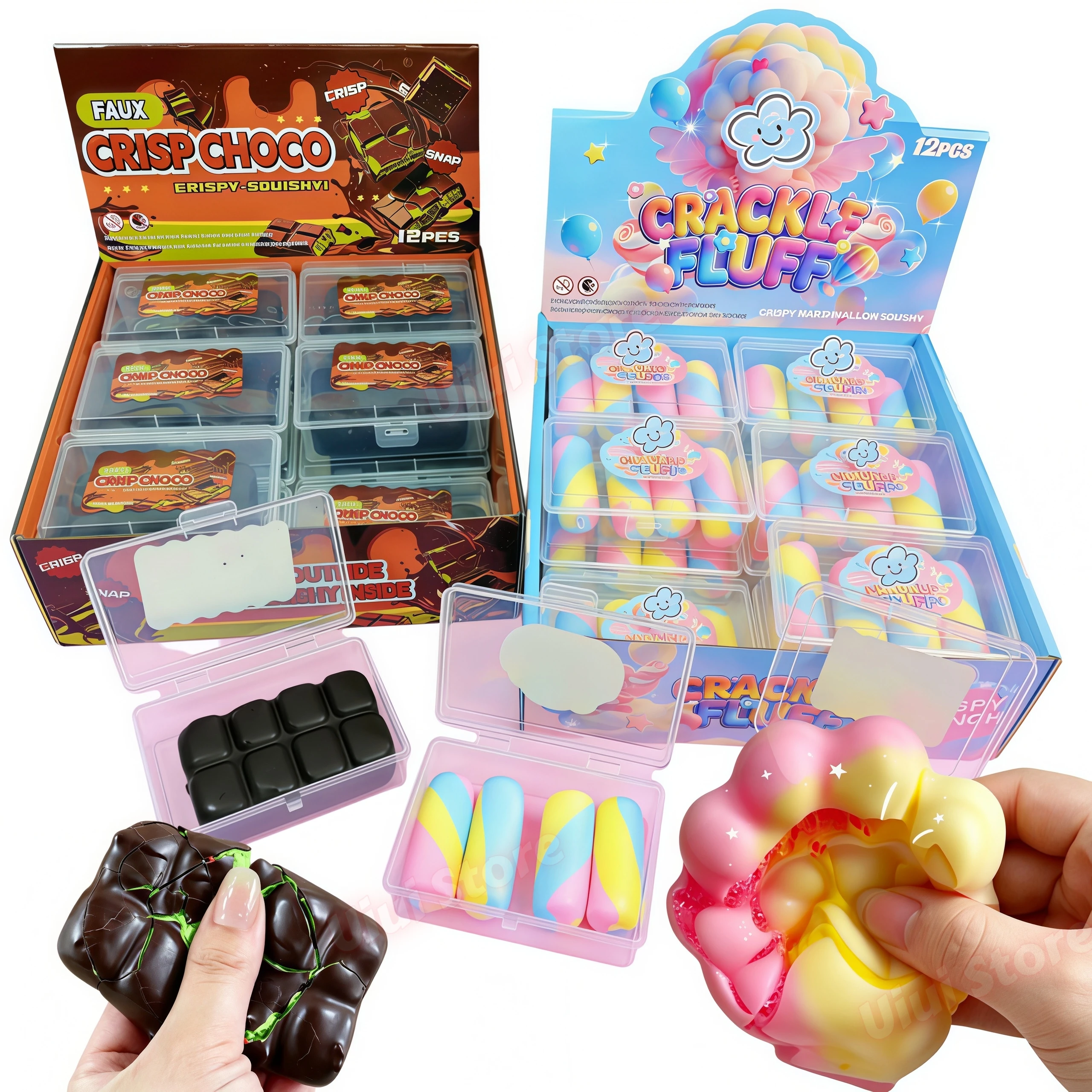 Chocolate Wax Cracking Squeeze Fidgets Cat Paw Donut Crunchy Sound Ball Handmade Craft Crispy Feel Snowball Crunch Squishy Gift