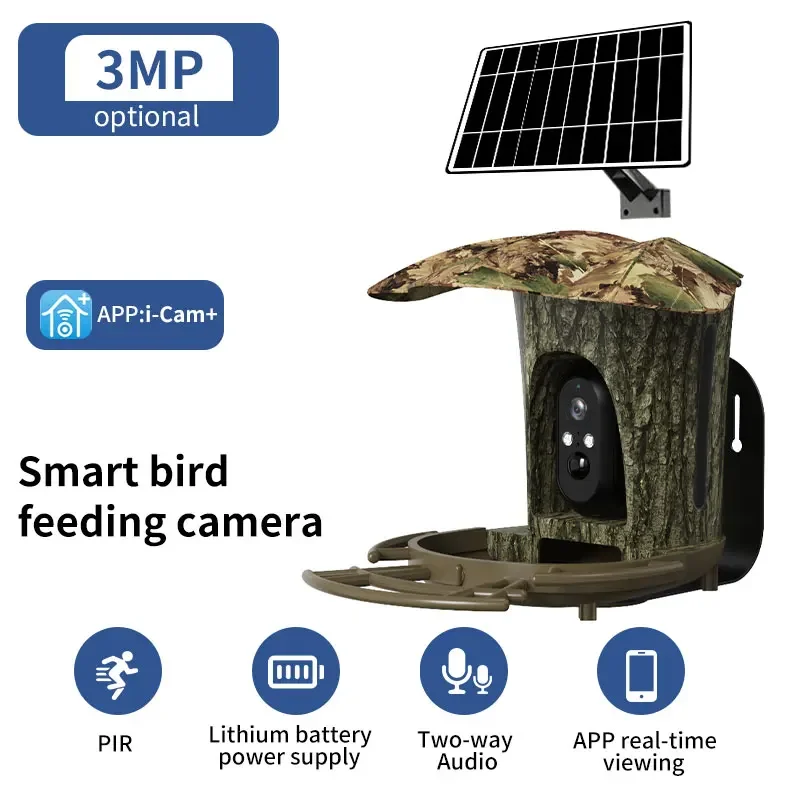 3MP Solar Garden Wildlife Waterproof Recorder PIR Detection WiFi 4G Smart Bird Feeder Camera