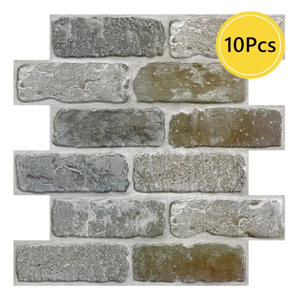 10 stuks 3D-wandpanelen schil en plak, 3D bakstenen muurstickers, zelfklevende tegel backsplash keuken, badkamer decoratie