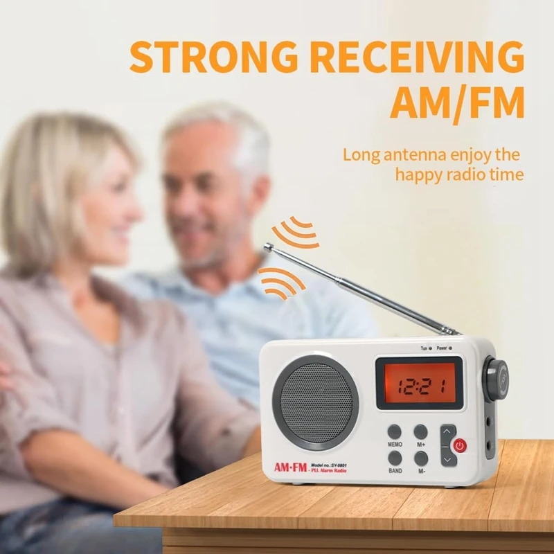 A73E-Portable AM/FM Radio, Digital Shower Radio, Mini Stereo Radio With Earphone Port & LCD Display, Headphone Jack Speaker