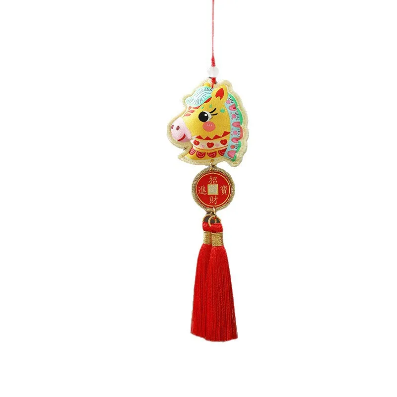 Year of the Horse 2026 New Year's Decorative Pendant Sachet Sachet Pendant Embroidered Horse Keychain Car Pendant