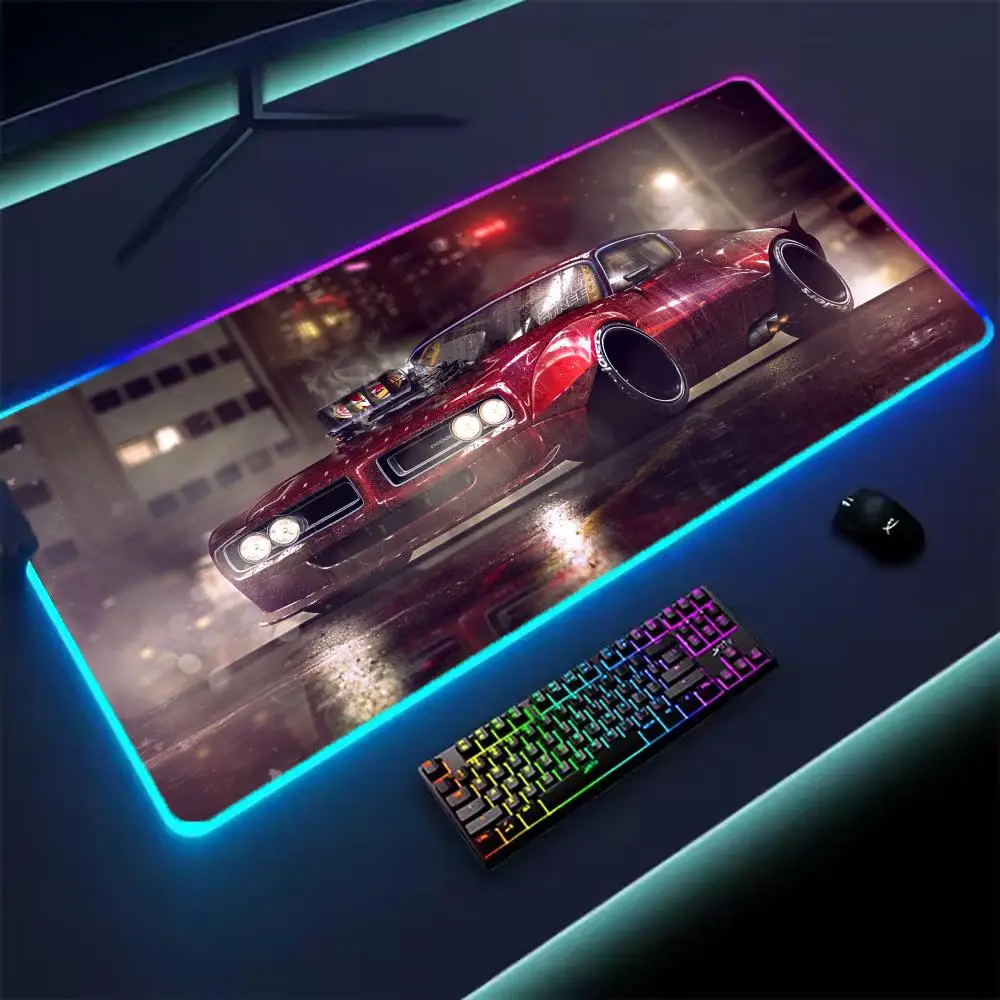 Modified Sports Car RGB Mouse Pad, Extra Large LED Gaming Desk Mat, 14 Lighting Modes, Waterproof, Anti-Slip, Gamer Gift