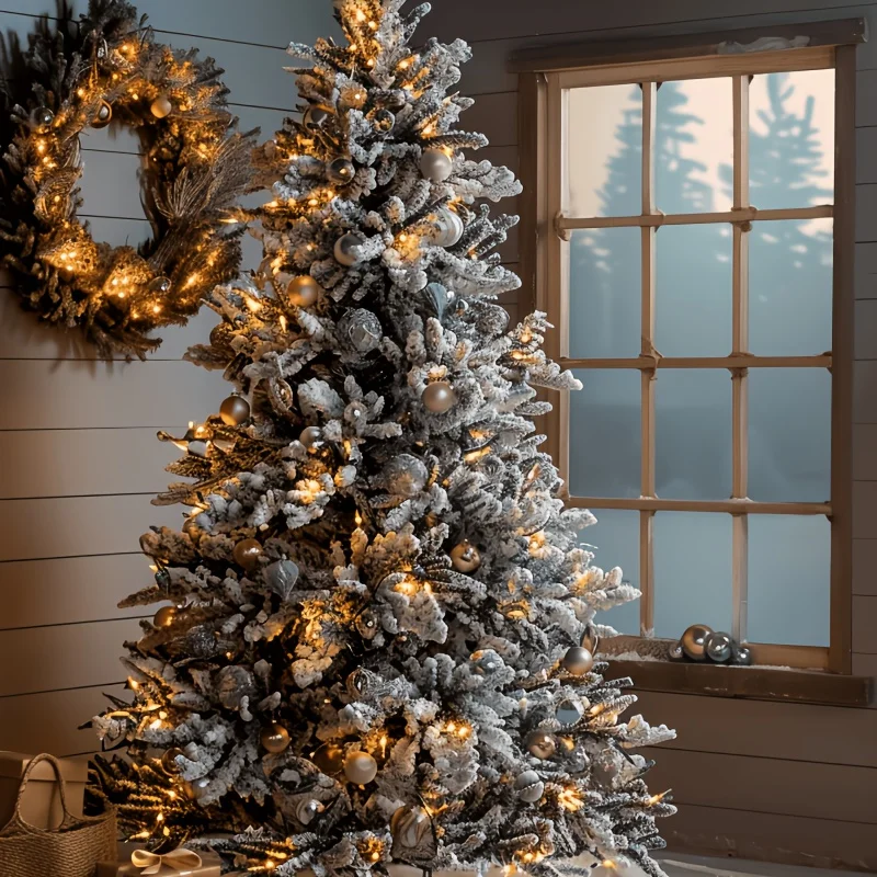 Snowy Christmas Tree Tapestry - Perfect for Festive Home Decor - Cozy, Illuminated Wall Hanging Adds Charm to Any Room