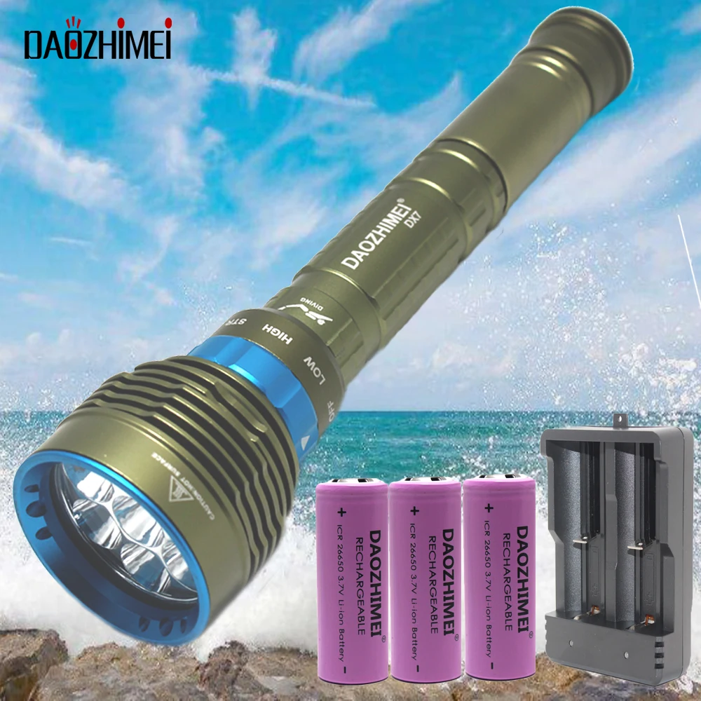 8000lm High Power led Diving Flashlight T6 L2 Underwater Waterproof Lantern 26650 Scuba Dive Flashlight Lamp for Hunting Camping