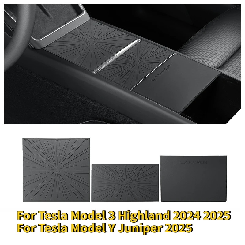 For Tesla Model Y Launch 2025/Model 3 Highland 2025 Central Control Panel Protective Mat Anti-slip Pad Car Interior Accessories