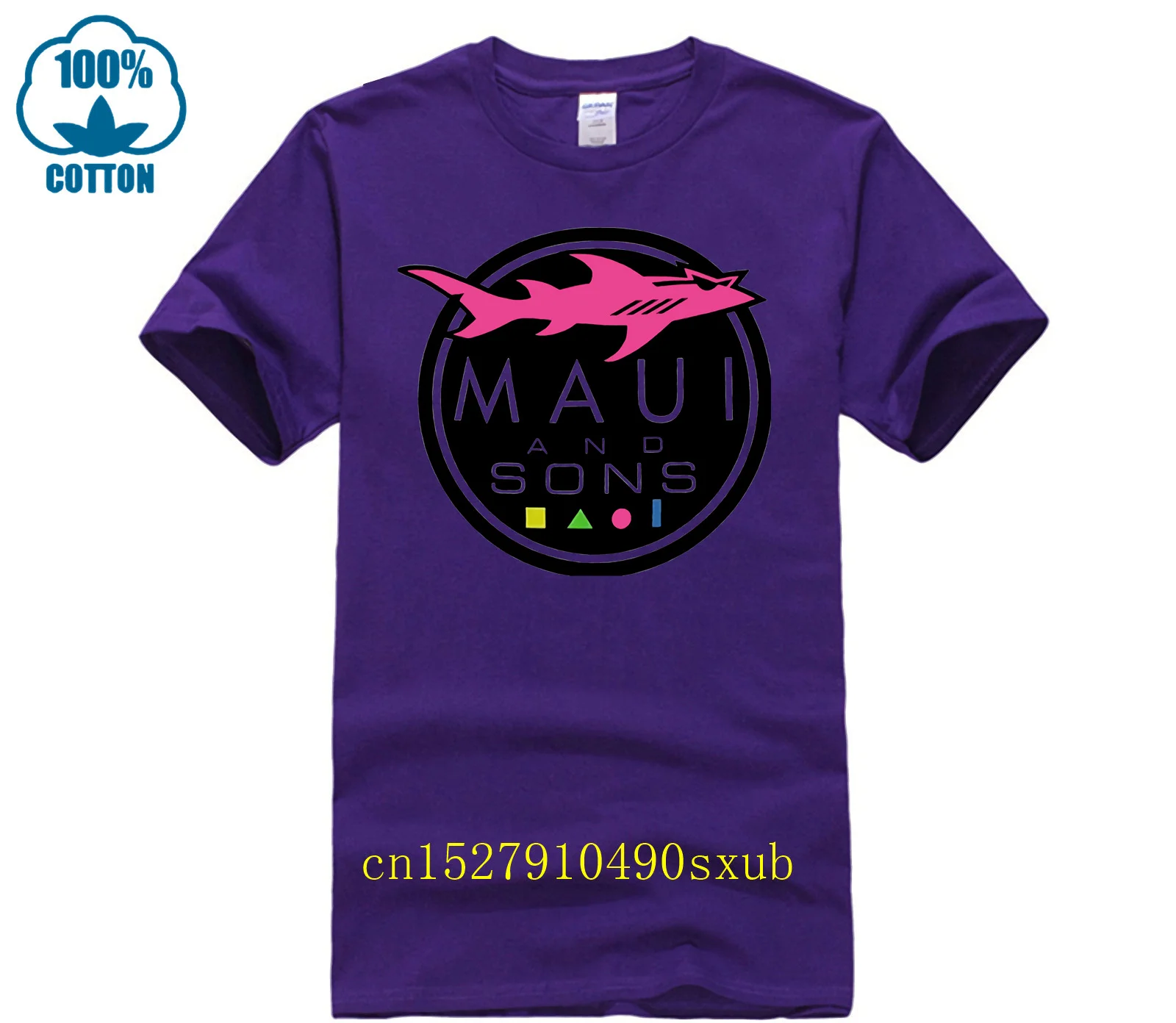 Maui And Sons Shark Logo Fashion Men Women Summer 100% Cotton Black Tees Male Newest Top Popular Normal  Shirts Unisex