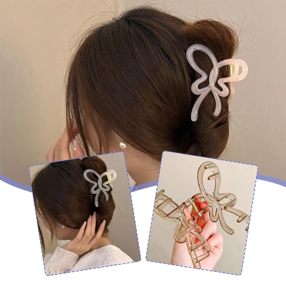 Pinza para el pelo con lazo grande para mujer, accesorios de Clip de cangrejo, cola de caballo acrílica de gelatina, horquillas, pasador, Hea J9t3