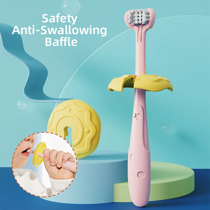 1/2 Pieces, Kidsren\'s Three-Sided Toothbrush/High-Quality Soft Bristles/With Safety Baffles to Prevent Throat/Suitable for Daily Oral Cleaning for