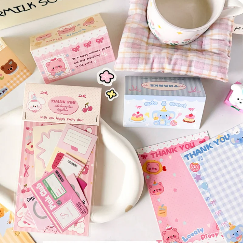Korean Ins Cute Cartoon Head Card Back Opp Bag Set Jewelry Kpop Girl Star Photo Card Gift DIY Packing Material Decorations