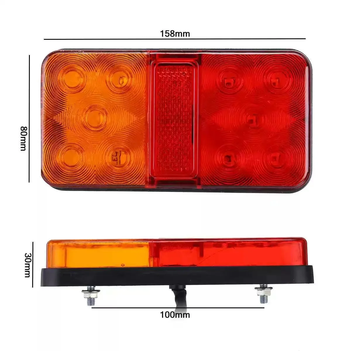 2pcs 12V 10-LED Waterproof Tail Light, Stop Turn Signal Lamp for Truck Trailer
