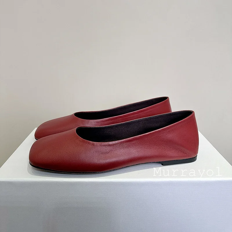 

Женские однотонные туфли Мэри Джейн с квадратным носком, туфли из натуральной кожи на плоской подошве с неглубоким носком, весенне-осенние универсальные офисные туфли