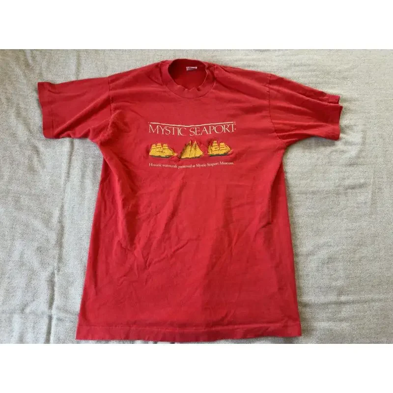 Vintage Mystic Seaport Museum T Shirt Adult Size Medium Red