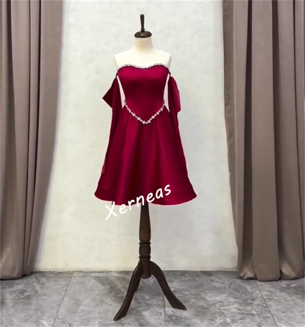 Customized Charmeuse Rhinestone Sparkle Off-the-shoulder A-line Short Dresses Bespoke Occasion Woman Elegant Party Gown Charming