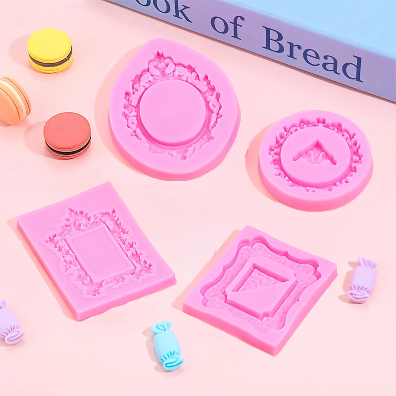 4Pcs Silicone Frame Molds For Chocolate, Mini Air Dry Clay Molds, Polymer Clay Molds, Photo Frame Molds.~