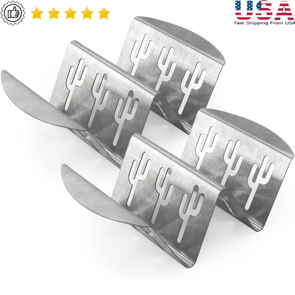 

Stainless Steel Taco Grilling Rack Set Ribs and Tacos Oven Safe Double Style Includes 2 Racks 8.9x5.5x2.8 Inches